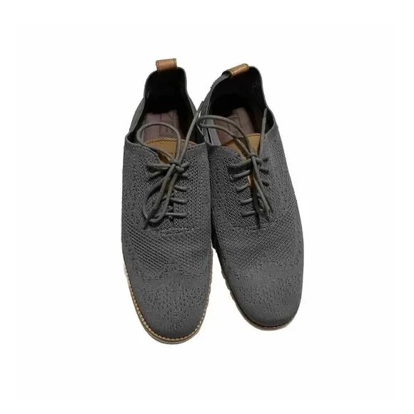 Cole Haan Mens Size 8.5 Gray Knit Wingtip Oxford Shoes - Picture 1 of 4